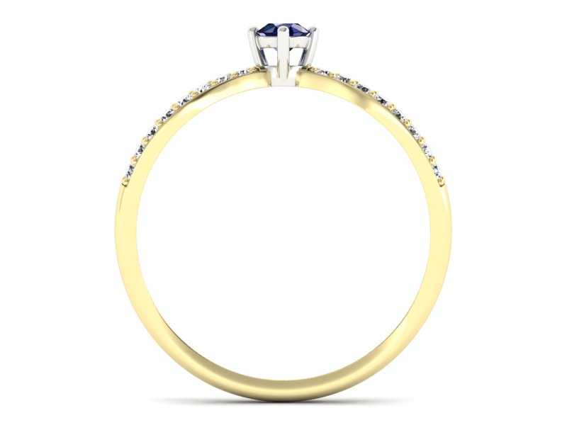 Pierścionek z szafirem i brylantami - p16067zbsz — zdjęcie 2