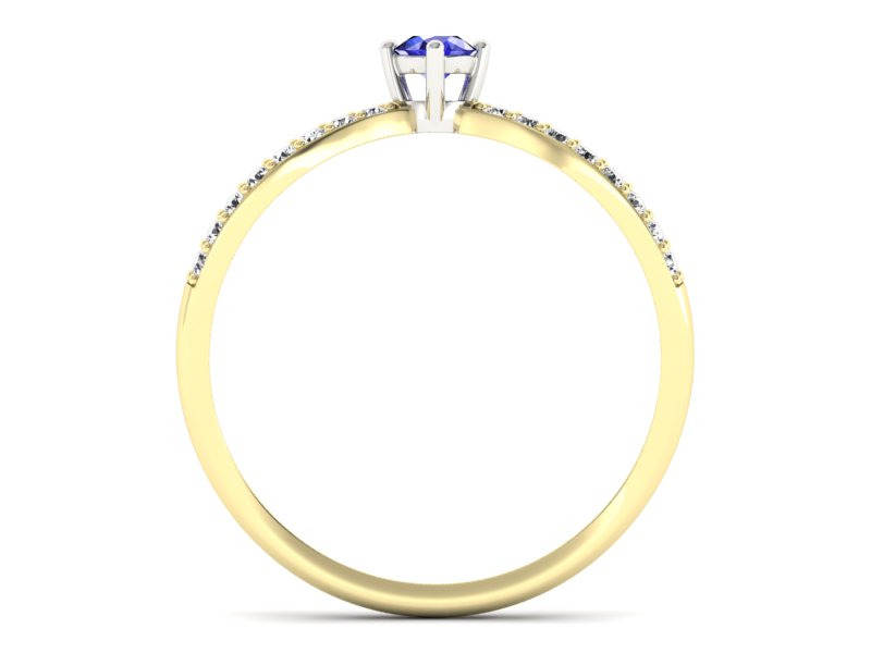 Złoty pierścionek z szafirem i brylantami - p16067zbszc — zdjęcie 2