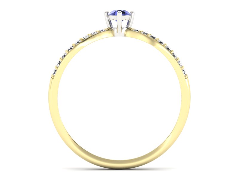Złoty pierścionek z tanzanitem i brylantami - p16067zbt — zdjęcie 2