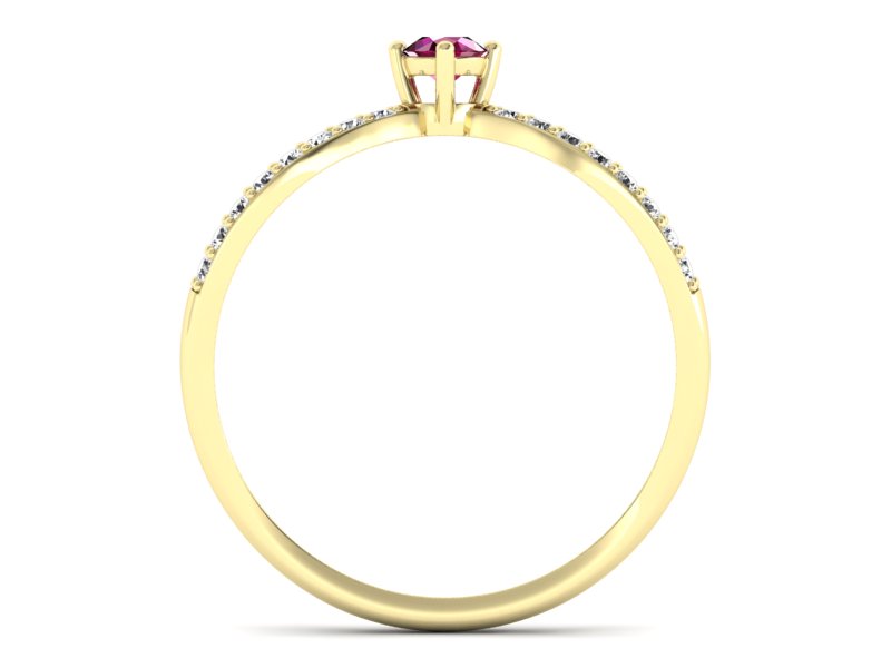 Pierścionek z rubinem i brylantami żółte złoto - p16067zr — zdjęcie 2