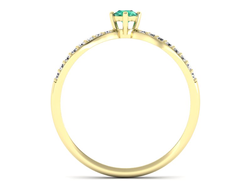 Złoty pierścionek ze szmaragdem i diamentami - p16067zsm — zdjęcie 2