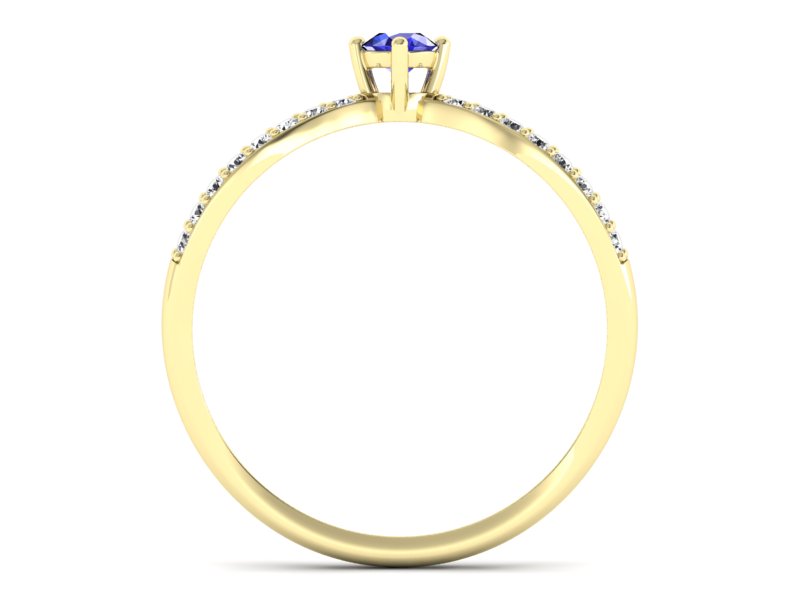 Złoty pierścionek z szafirem i brylantami - p16067zszc — zdjęcie 2