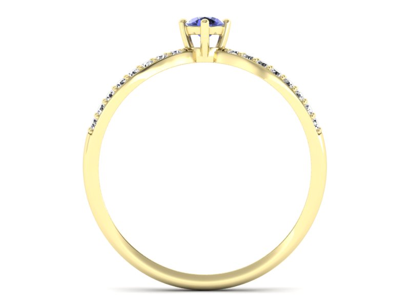 Pierścionek z tanzanitem i brylantami żółte złoto - p16067zt — zdjęcie 2