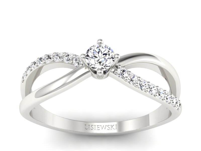 Pierścionek zaręczynowy z brylantami białe złoto - p16068b