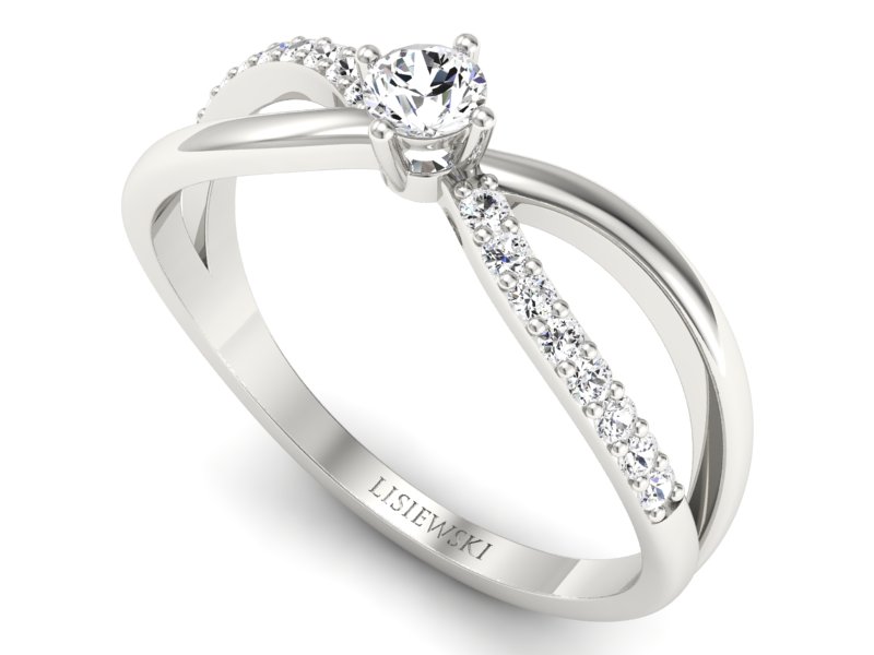 Pierścionek zaręczynowy z brylantami białe złoto - p16068b — zdjęcie 3