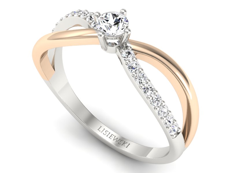 Pierścionek z diamentami różowe i białe złota - p16068bbc — zdjęcie 3