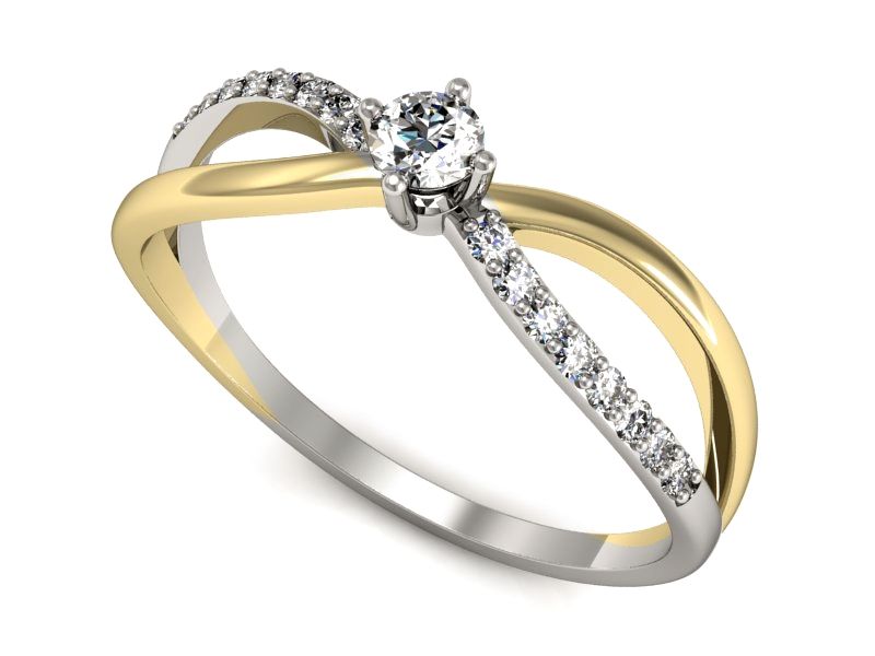 Pierścionek zaręczynowy z diamentami złoto proba 585 - p16068bbz