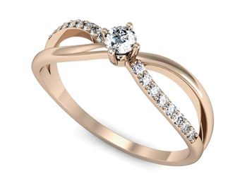 Pierścionek zaręczynowy z brylantami różowe złoto - p16068c - 1