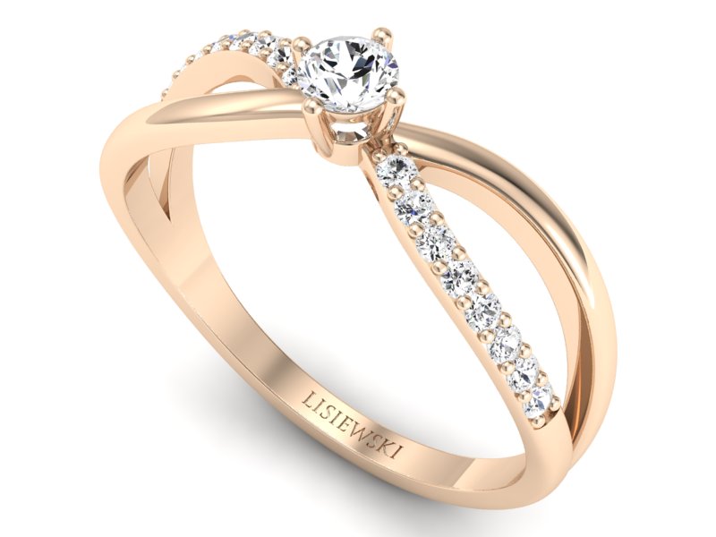 Pierścionek zaręczynowy z brylantami różowe złoto - p16068c — zdjęcie 3