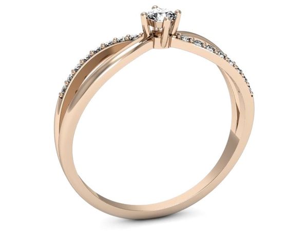 Pierścionek zaręczynowy z brylantami różowe złoto - p16068c
