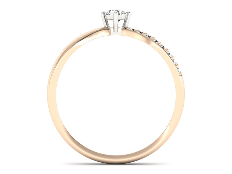 Pierścionek z brylantami białe różowe złoto - p16068cb — zdjęcie 2