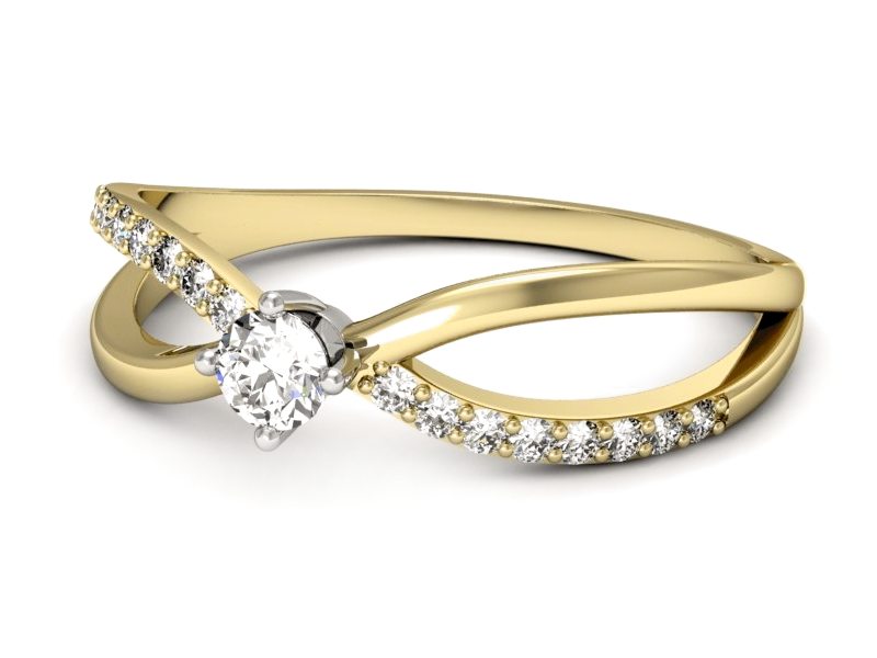 Pierścionek z diamentami żółte i białe złoto - p16068zb — zdjęcie 5