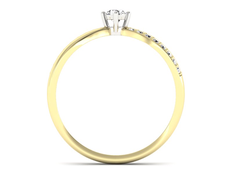 Pierścionek z diamentami żółte i białe złoto - p16068zb — zdjęcie 2