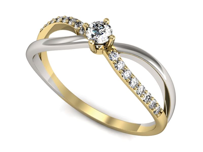 Pierścionek zaręczynowy z brylantami żółte białe złoto 585 - p16068zzb