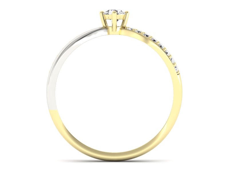 Złoty pierścionek zaręczynowy z brylantami - p16068zzb — zdjęcie 2