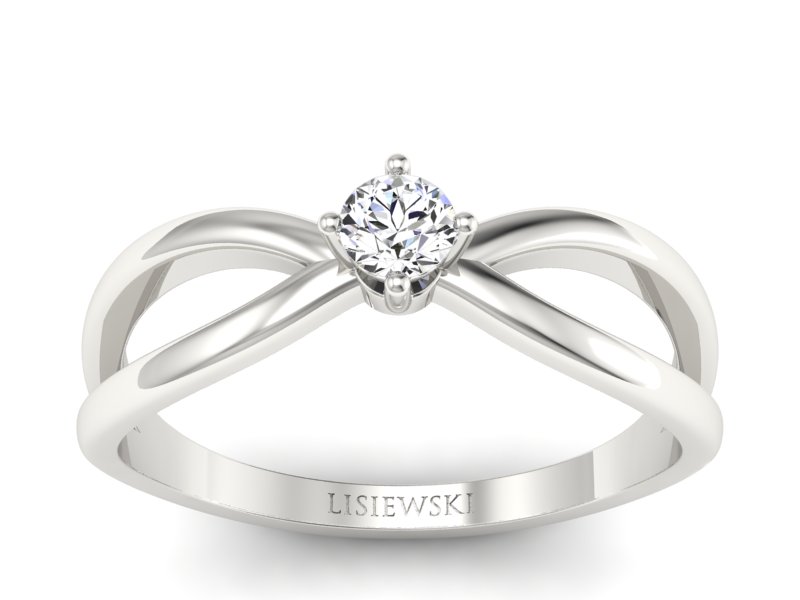 Złoty pierścionek z brylantem białe złoto - p16069b