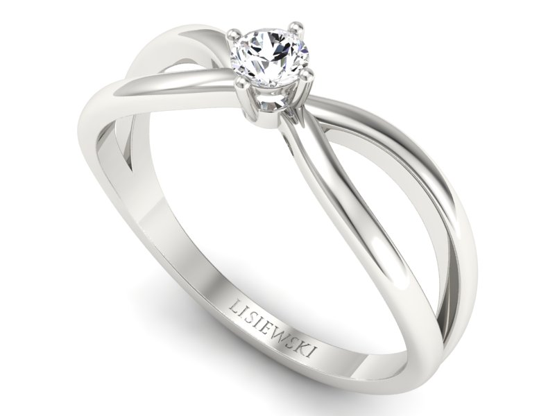 Złoty pierścionek z brylantem białe złoto - p16069b — zdjęcie 3