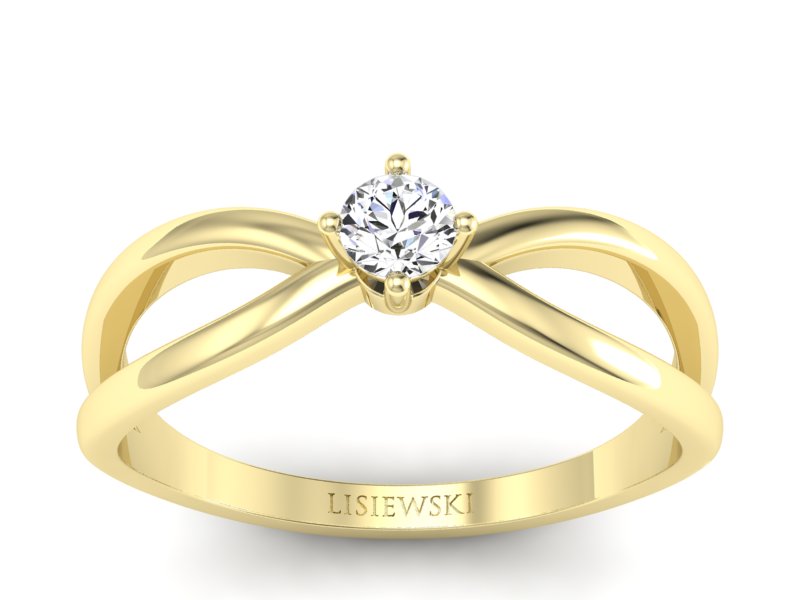 Pierścionek zaręczynowy z diamentami żółte złoto - p16069z