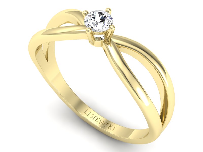 Pierścionek zaręczynowy z diamentami żółte złoto - p16069z — zdjęcie 3