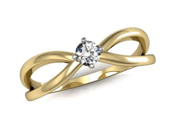 Złoty Pierścionek zaręczynowy z brylantem - p16069zb - 1
