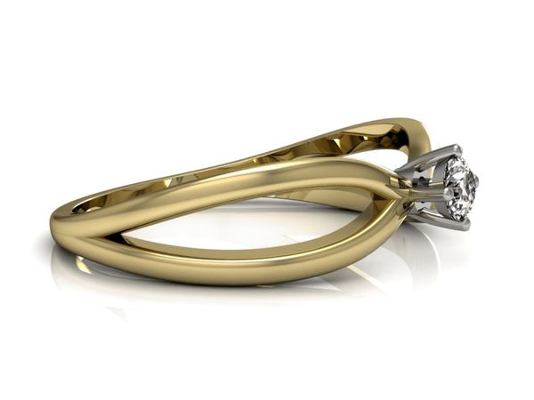 Złoty Pierścionek zaręczynowy z brylantem - p16069zb