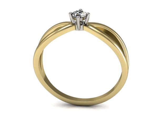 Złoty Pierścionek zaręczynowy z brylantem - p16069zb