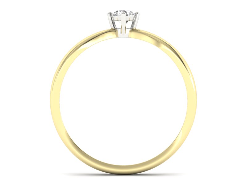 Złoty pierścionek zaręczynowy z brylantem - p16069zb — zdjęcie 2