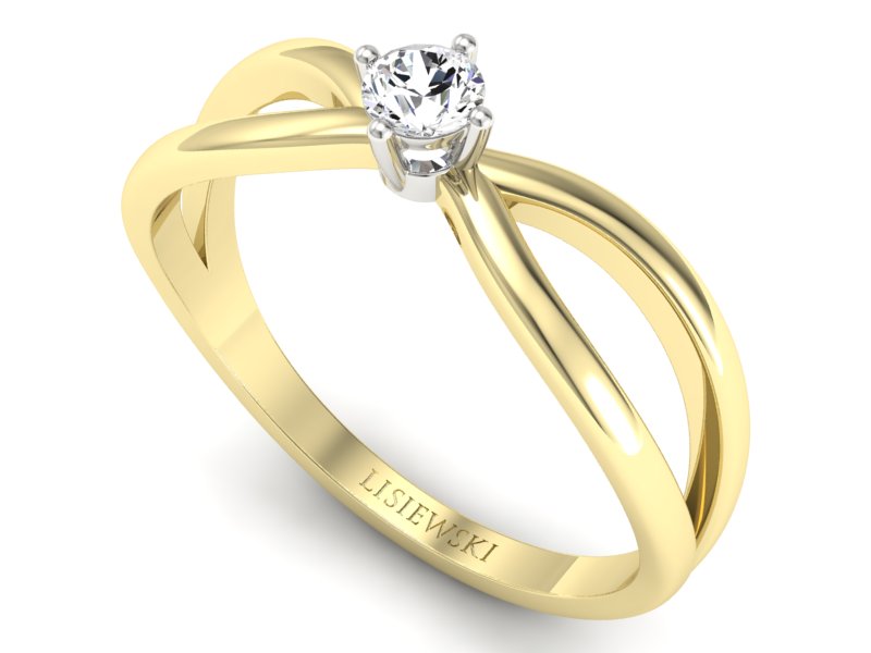 Złoty pierścionek zaręczynowy z brylantem - p16069zb — zdjęcie 3