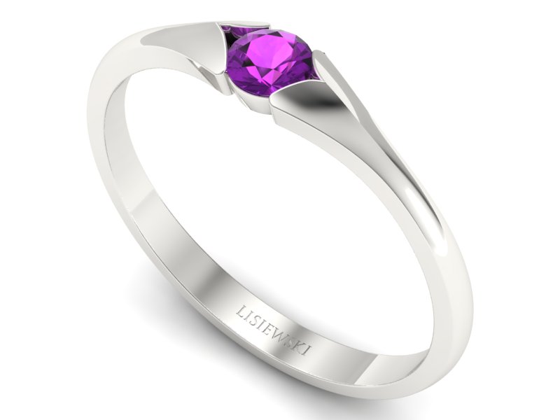 Złoty pierścionek z ametystem białe złoto - p16070bat — zdjęcie 3