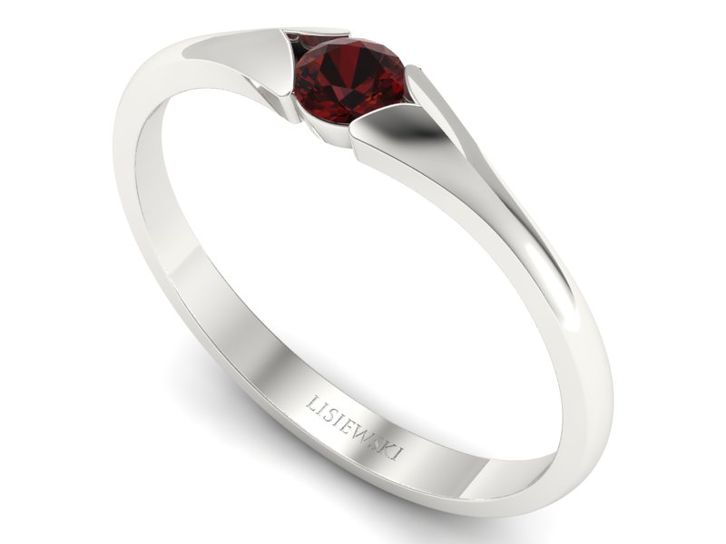 Złoty pierścionek z granatem białe złoto - p16070bgr — zdjęcie 3