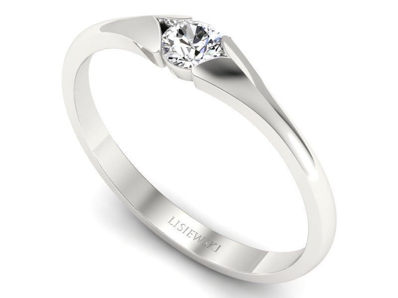 Złoty pierścionek z brylantem białe złoto - p16070bP — zdjęcie 3