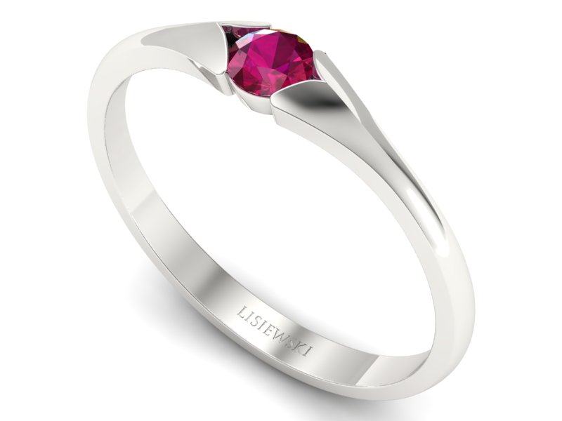 Złoty pierścionek z rubinem białe złoto - p16070br — zdjęcie 3
