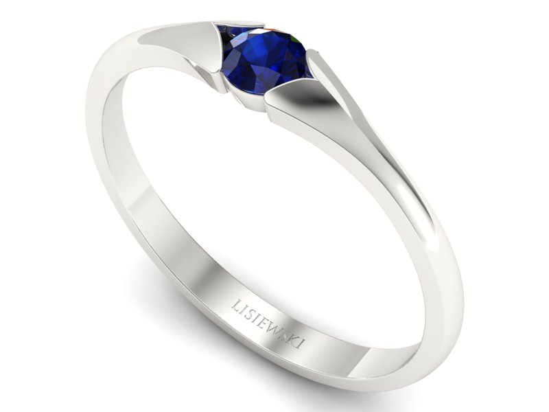 Złoty pierścionek z szafirem białe złoto - p16070bsz — zdjęcie 3