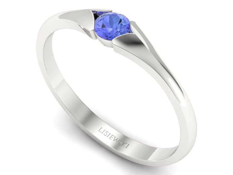 Złoty pierścionek z tanzanitem białe złoto - p16070bt — zdjęcie 3