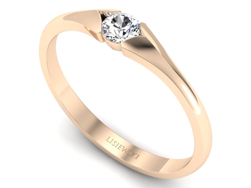 Złoty pierścionek z brylantem różowe złoto - p16070c — zdjęcie 3
