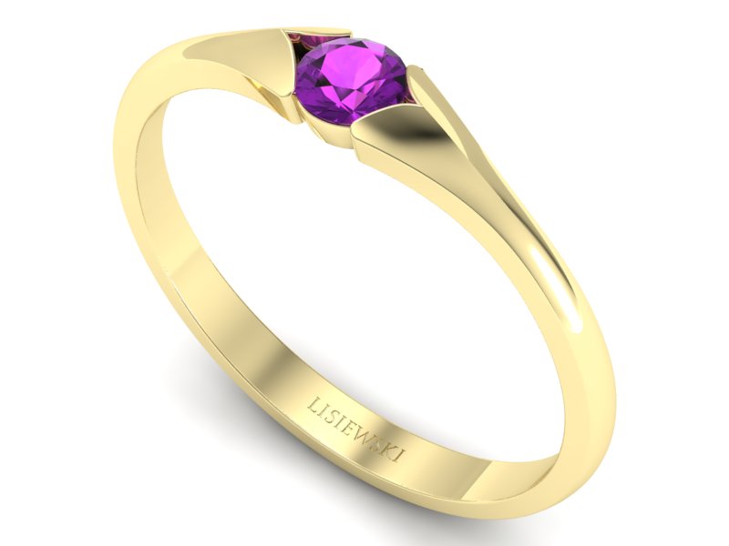 Złoty pierścionek z ametystem żółte złoto - p16070zat — zdjęcie 3