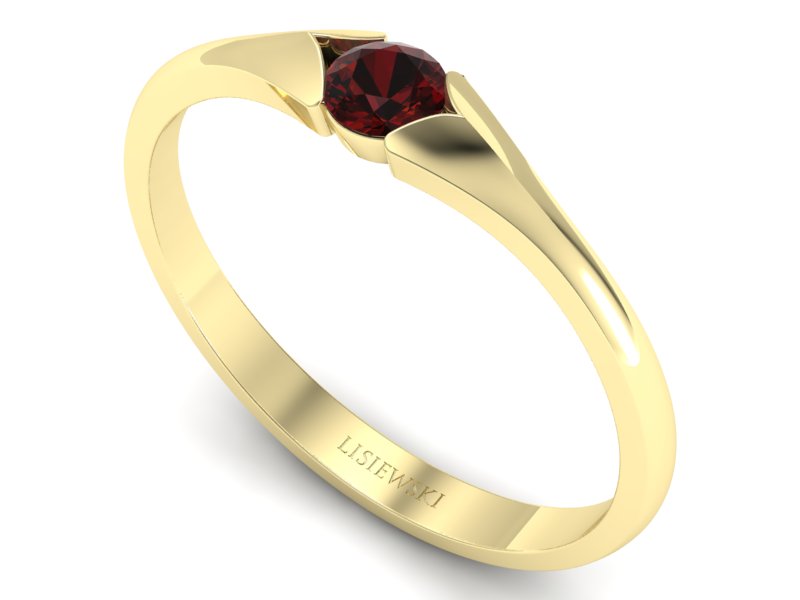 Złoty pierścionek z granatem żółte złoto - p16070zgr — zdjęcie 3