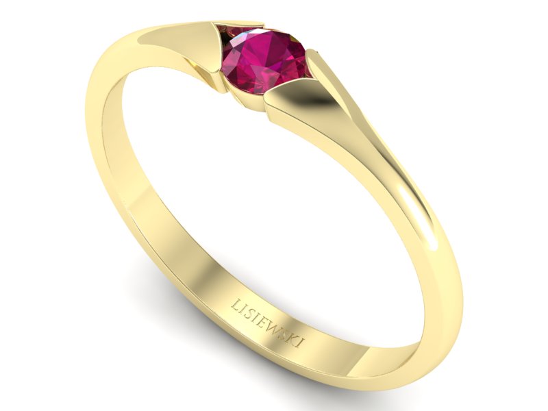 Złoty pierścionek z rubinem żółte złoto - p16070zr — zdjęcie 3
