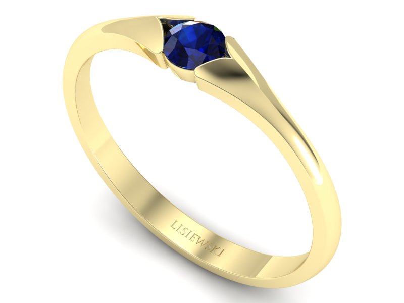 Pierścionek zaręczynowy z szafirem żółte złoto - p16070zsz — zdjęcie 3