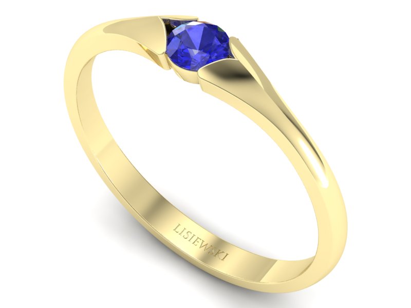 Złoty pierścionek z szafirem żółte złoto szafir - p16070zszc — zdjęcie 3