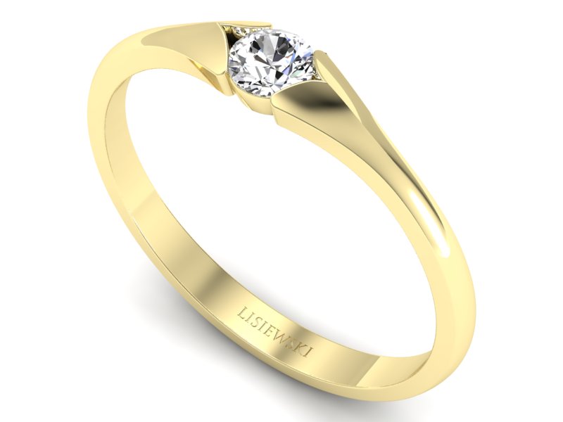 Złoty pierścionek z brylantem żółte złoto - p16070zV — zdjęcie 3