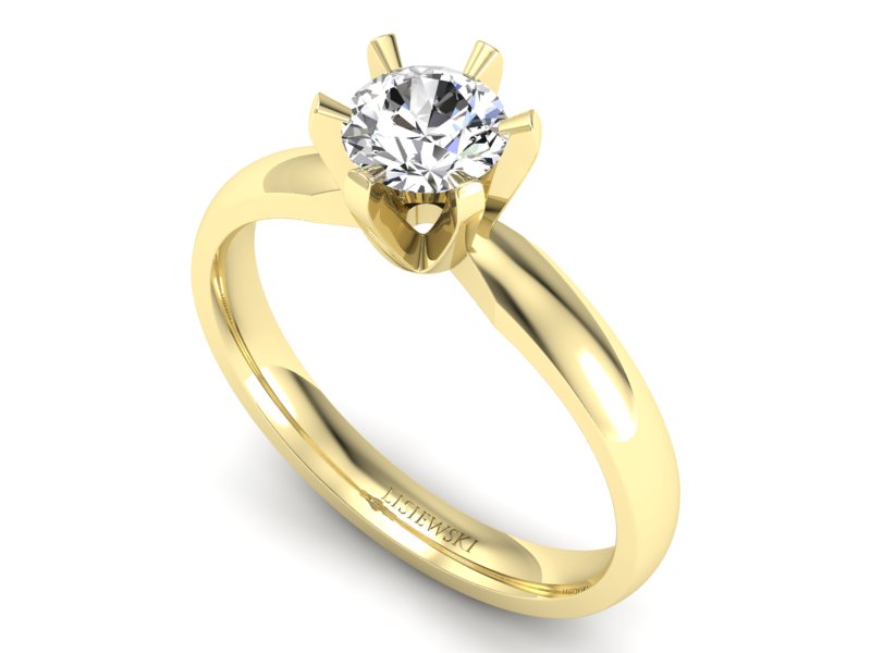 Złoty pierścionek z brylantem żółte złoto - p16071z — zdjęcie 3