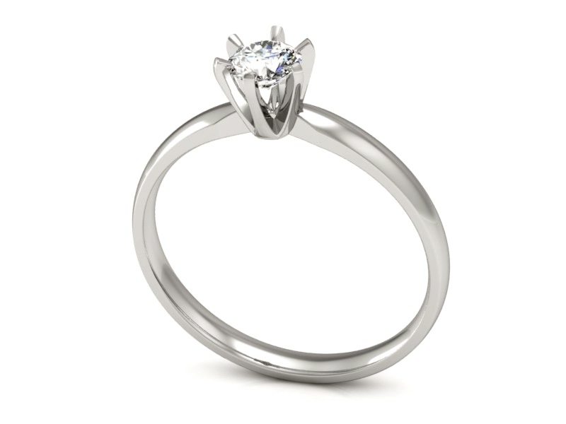 Złoty pierścionek z brylantem białe złoto - p16072b — zdjęcie 3