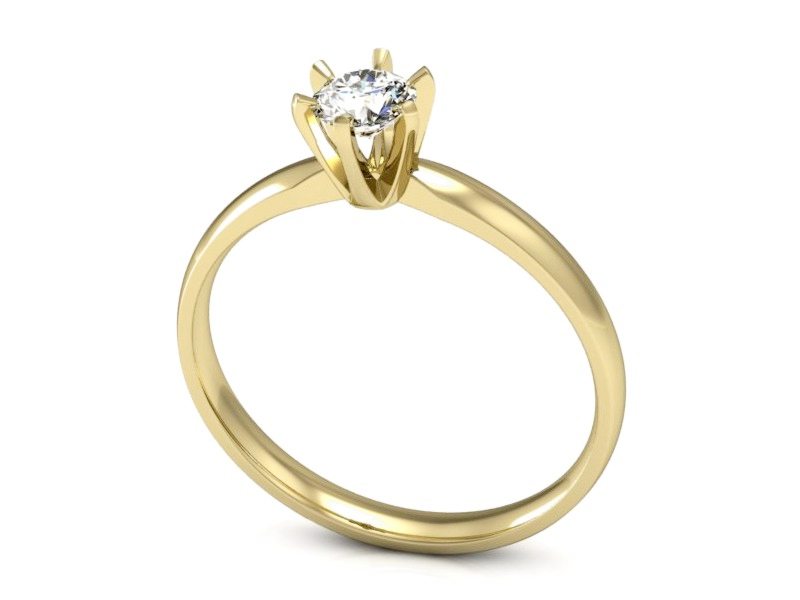 Złoty pierścionek z brylantem żółte złoto - p16072z — zdjęcie 3