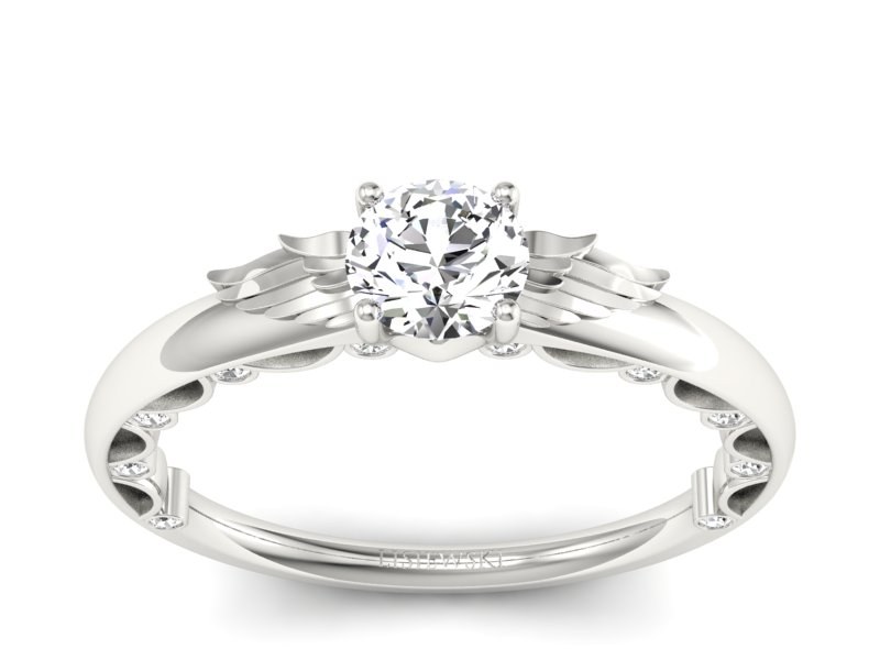 Pierścionek zaręczynowy z brylantami białe złoto - p16073b