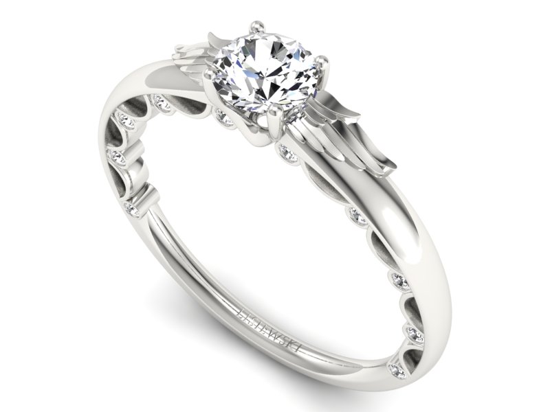 Pierścionek zaręczynowy z brylantami białe złoto - p16073b — zdjęcie 3