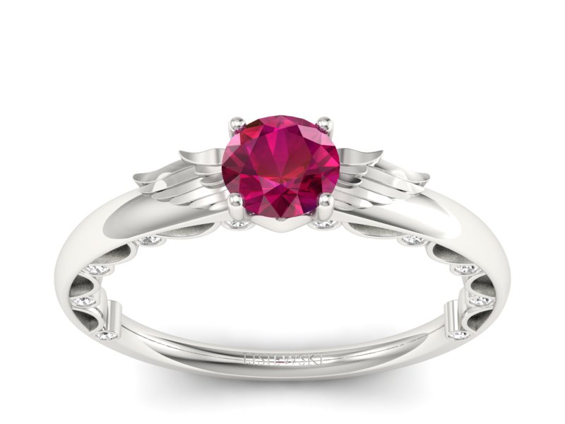 Pierścionek z rubinem i brylantami - p16073br