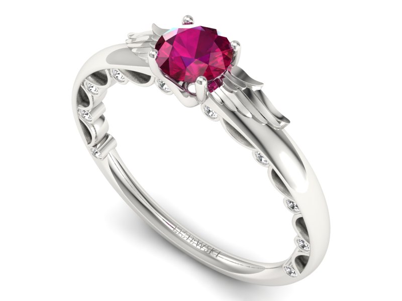 Pierścionek z rubinem i brylantami - p16073br — zdjęcie 3