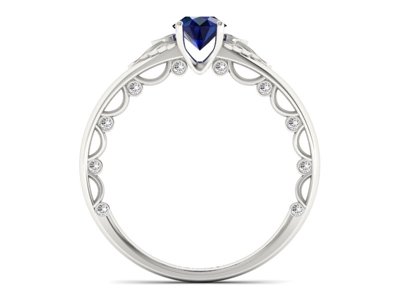 Pierścionek z szafirem i brylantami białe złoto - p16073bsz — zdjęcie 2