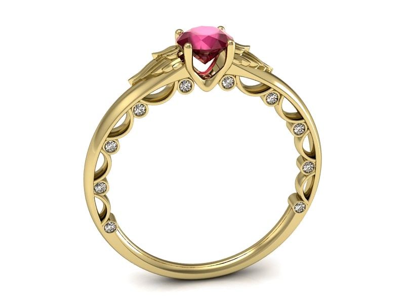 Złoty pierścionek z rubinem i brylantami złoto proba 585 - p16073zr
